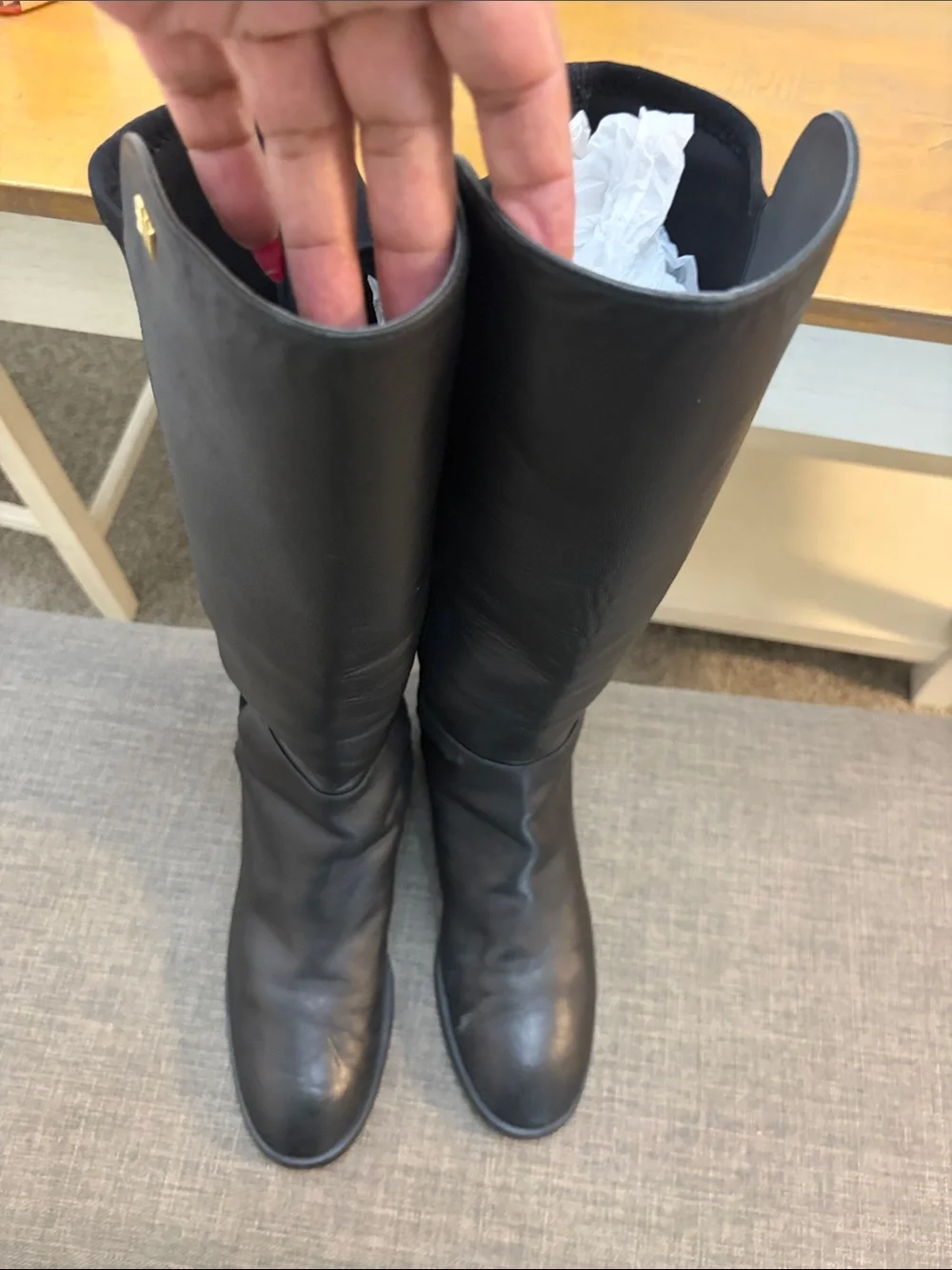 Stuart Weitzman Black Over-The-Knee Leather Riding Boots